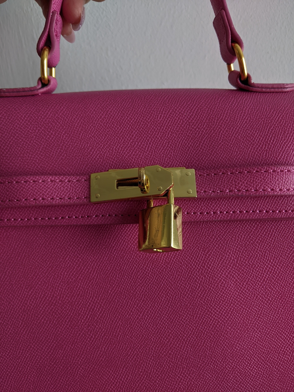Pink Top-Handle Women's Satchel with Gold Hardware - Picture 2 of 5